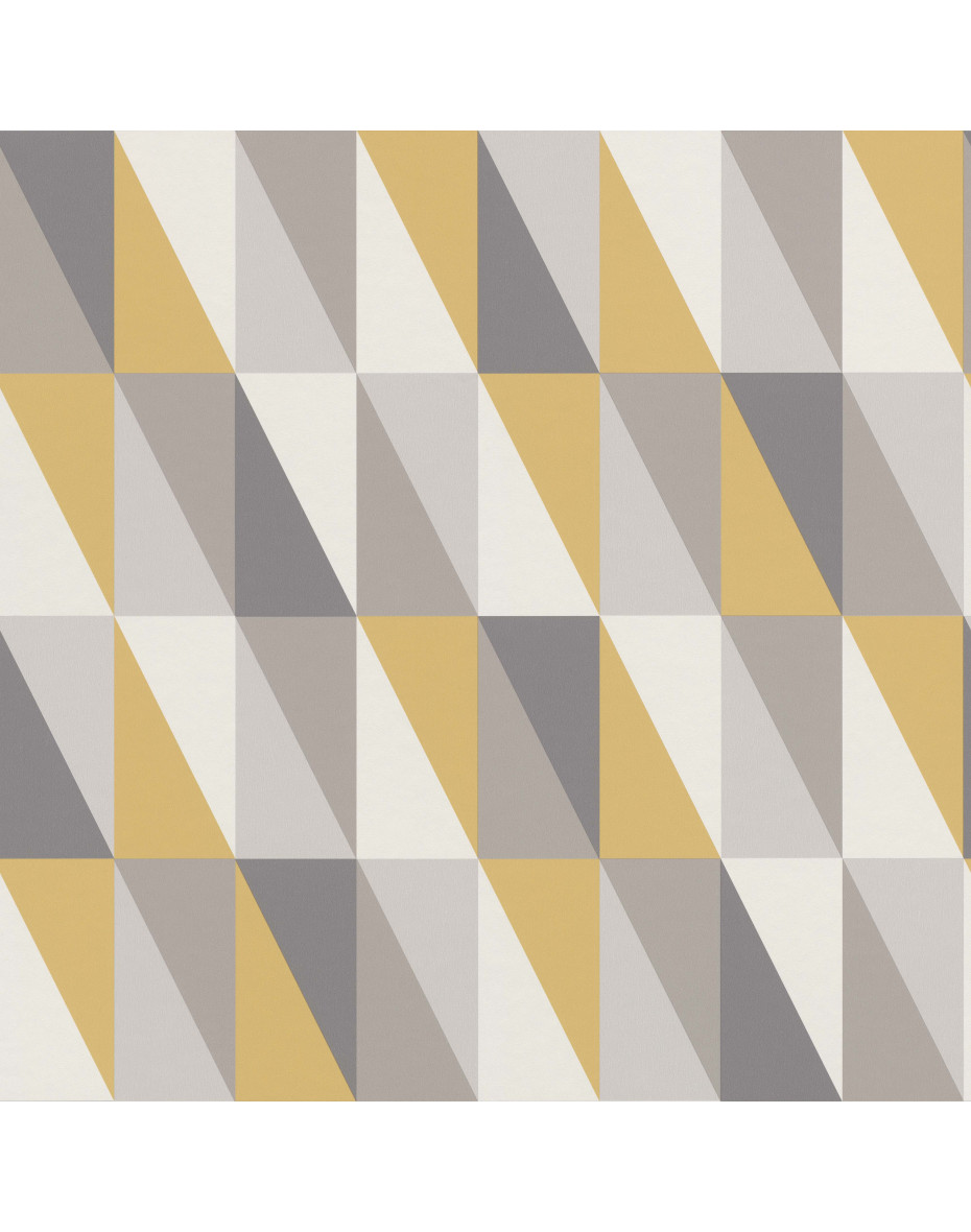 Tapeta s geometrickým vzorom 138921- žltá/okrová a sivá